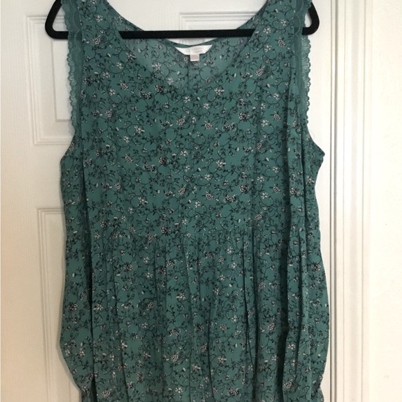 L C Lauren Conrad Green Feminine Sleeveless Women’s Tank Top - Picture 3 of 16
